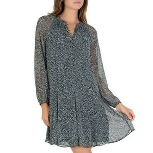 Joie Arctic Balloon Sleeve Mini Dress Green Womens Medium Preppy Elegant‎ Fall